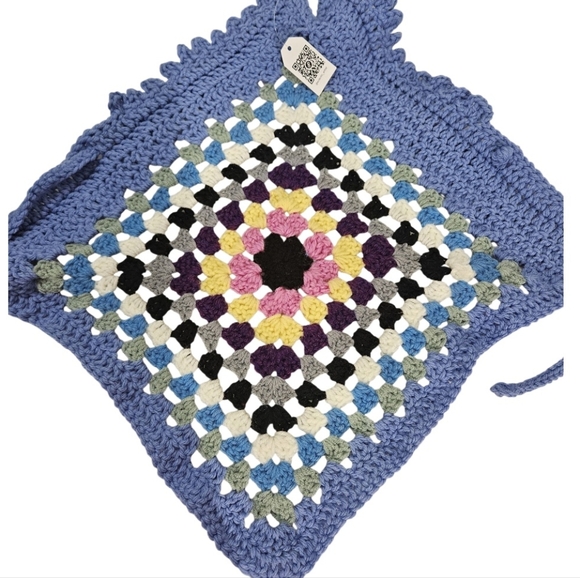 Handmade Granny Square Crochet Swim Cover Up Top Boho Resort Beachwear Colorful - Picture 12 of 17